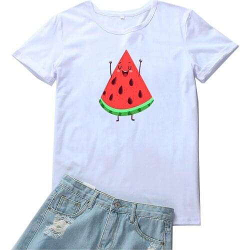 Funny Watermelon Graphic Women T Shirt Fruit Personification Tshirt Women Tee Tops Camiseta Mujer Kawaii Clothes Women T-shirts