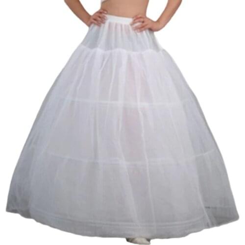 Womens Bridal 3 Hoops Maxi-Length Petticoat Drawstring Waistband Multi-Layer Ball Gown Wedding Dress Bustle Crinoline Underskirt