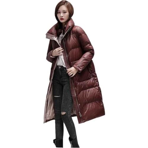 Winter Women Coat 2021New Fashion Warm Thick Large Size Women Down Jacket White Duck Down Loose Stand Collar Down Jacket NBH314