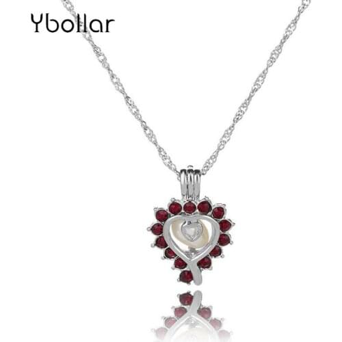 1pc Oyster Pearl Cage Locket Pendant Necklace Silver Plated Women Choker Charms Jewelry Heart Star Gun Cross Angel Pendant