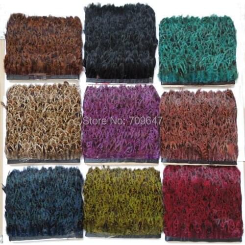 10Yards/lot!5cm Height Multicolor Ringneck Hen Pheasant Plumage Feather Trim Fringe 9Colours available,feathers decoration