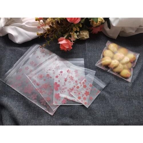 100pcs Cherry Blossoms Candy Bag Transparent Plastic Bag Cookie OPP Bag For Wedding Birthday Party Deco DIY Gift Packaging Pouch