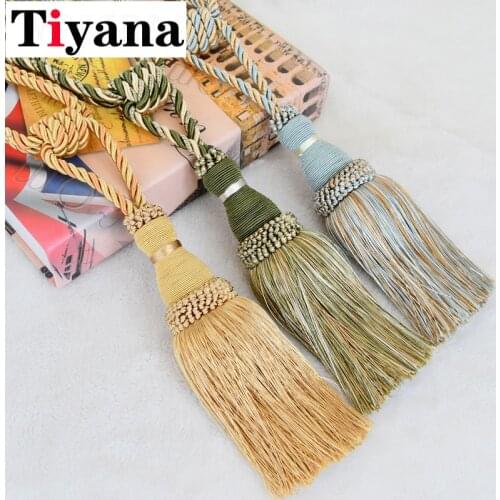 2 PCS Curtain Hanging Ball European Gold Tassels Curtain Holder Tiebacks Bandages Brushes Curtain Accessories JK485Y