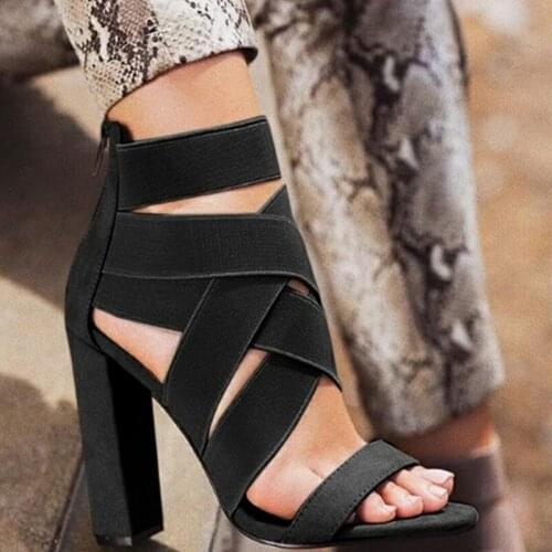 2020 New Style Fashion Ladies Summer Sexy High Heel Party Shoes Ladies Open Toe Thick with Womens High Heels Sandal A035