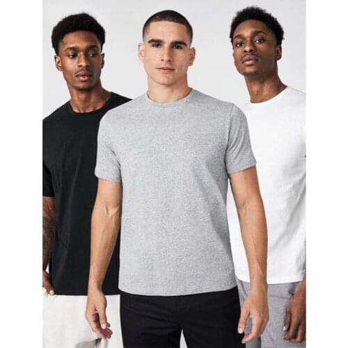 2021 100%Cotton 3 Pieces Pcs Promoting Short Sleeve T-shirt Mens Brand Clothing Summer Solid t shirt Male Casual Hip Hop Tees