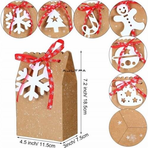 300PCS Christmas Gift Bags Assortment Kraft Paper Favor Bags with Holiday Gift Tags for Christmas Party Supplies