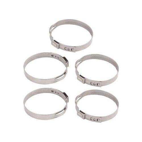 5 Pcs 41.8mm-45mm 304 Stainless Steel Adjustable Tube Hose Clamps Silver Tone