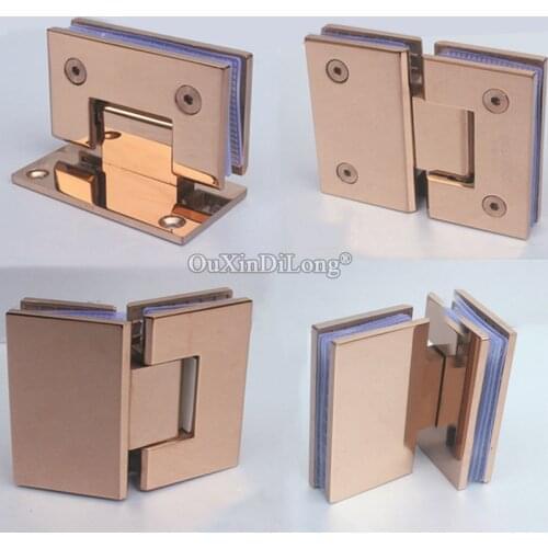 Brand New 2PCS 304 Stainless Steel Frameless Shower Glass Door Hinges Glass Clamps Hinge Fixed Holder Brackets Rose Gold