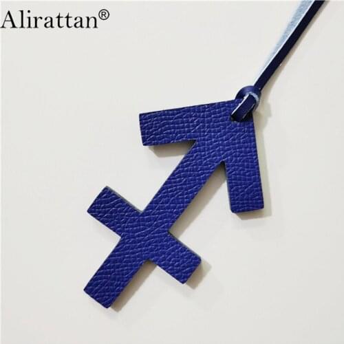 Alirattan New 12 Sagittarius Virgo Horoscope Constellation Keychain Pendant Women Backpack Charm Fashion Genuine Leather Charm