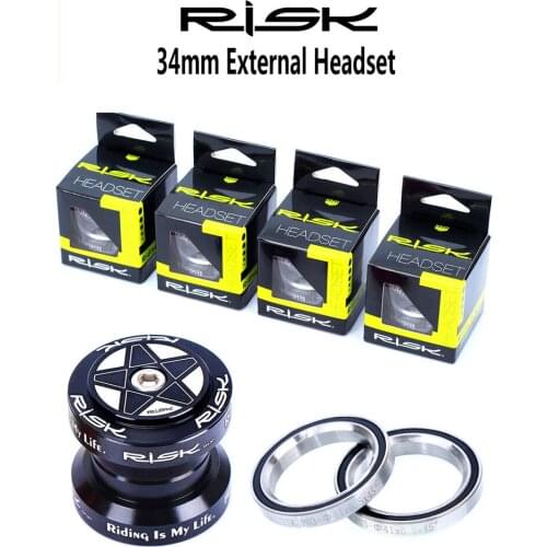 Aluminum 34mm Bicycle External Headset Black MTB Road Bike 28.6mm (1 1/8") Straight Steerer Fork Bearings Headset 106g