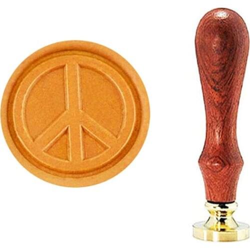 Anti-War Symbol Wax Seal Stamp, Wedding Invitations ,Vintage Gift Wood Box Set Rosewood Handle Custom Picture Letter Logo