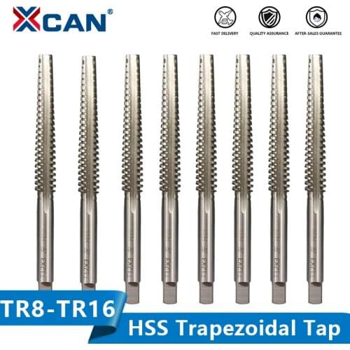 XCAN Screw Thread Tap TR8/10/12/14/16 Left/Right Hand Trapezoidal Tap Machine Plug Tap HSS Machine Threading Tools
