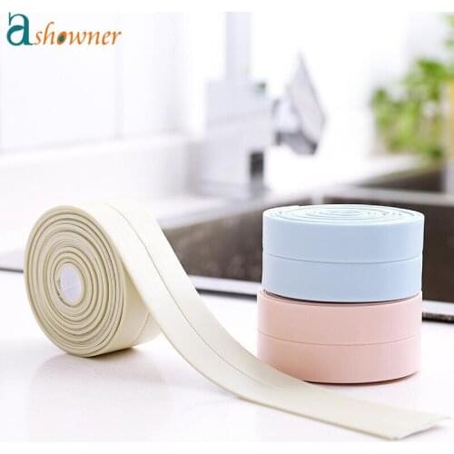 Ashowner Bathroom Shower Sink Bath Sealing Strip Tape White PVC Self adhesive Waterproof Wall Sticker for Bathroom Kitchen