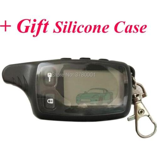 TW 9010 LCD Remote Control Keychain +Gift Silicone Case for Russian Tomahawk TW9010 2 way car alarm Tomahawk TW-9010 Key Fob