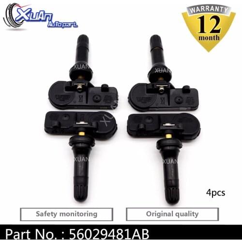 XUAN 4pcs TPMS Tire Pressure Monitor Sensor 56029481AB For DODGE NITRO RAM 1500 2500 3500 PICKUP JEEP COMMANDER WRANGLER 433Mhz
