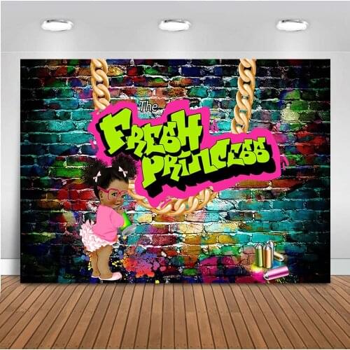 The fresh princess graffiti wall backdrop for photography Daikin chain little girl photo background happy birthday party decor