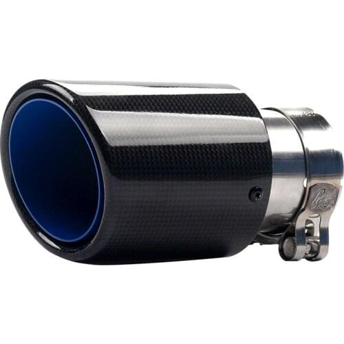 Carbon fiber glossy crimped tail throat grilled blue stainless steel exhaust pipe is suitable for a variety of specifications