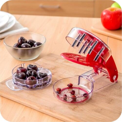 Creative Kitchen Gadgets Cherry Pitter Corner Remover Machiene With Storage Container / Pit 6 Cherries By One Simple Press