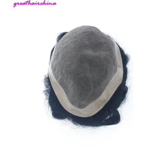 1Pcs Full Lace Mono Lace Base +Pu, Natural Replacement for men, Natural Black Hand Tied Filament Base Mens Toupee Free Shipping