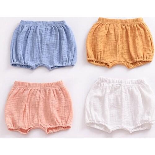 Summer Kids Boys Shorts Solid Color Baby Girl Shorts Cotton Linen Bread short Pants Fashion Newborn Bloomers 6 Months-4 Years