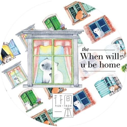 3.3cmx10m Cute Cats on the Window Masking Tape