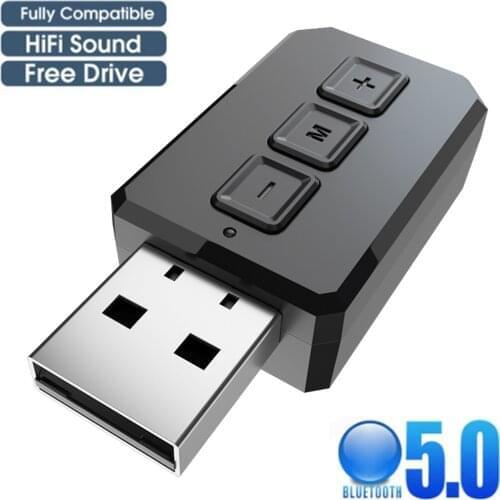 Mini USB Bluetooth 5.0 Receiver Transmitter Handsfree AUX RCA 3.5MM Car TV PC Stereo Wireless Audio Adapters Dongle With Mic