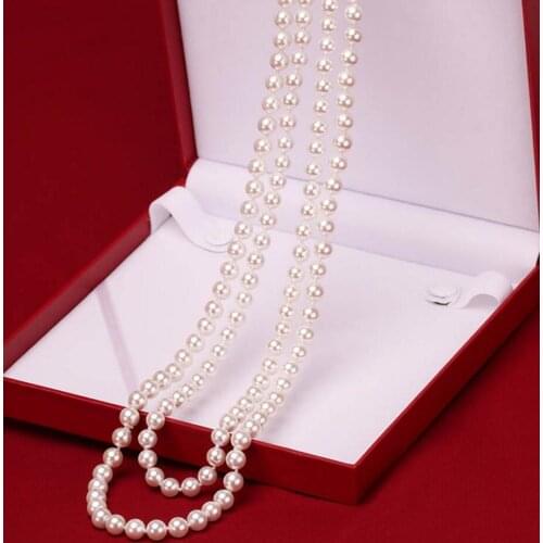 Fashion jewelry Free Shipping 8mm-10mm Nanyang mother of pearl pearl necklace decorated round white shell pearl pearl sweater c