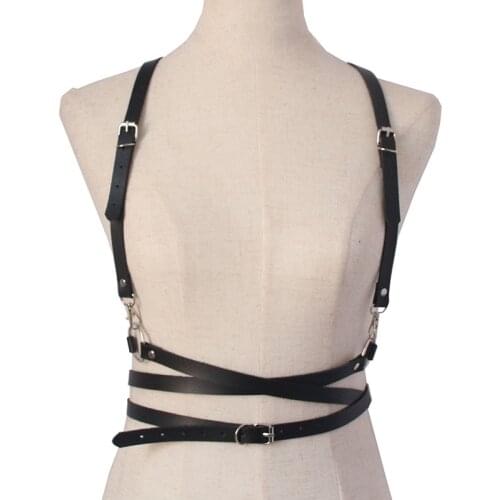 Fashion Trend Women Men Gothic Handmade Leather Harness Belts Body Bondage Waist Straps Punk Rock Stylish Accessories Chain
