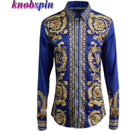 Brand Printed Shirt men 2019 Turn-down collar long sleeve Slim Casual Camisas masculina high quality Business male Dress Shirts
