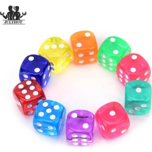 10PCS 10 Colors RPG For Parties Toys For Choosing Transparent 14mm Gaming Dice Standard Six Sided Decider Die