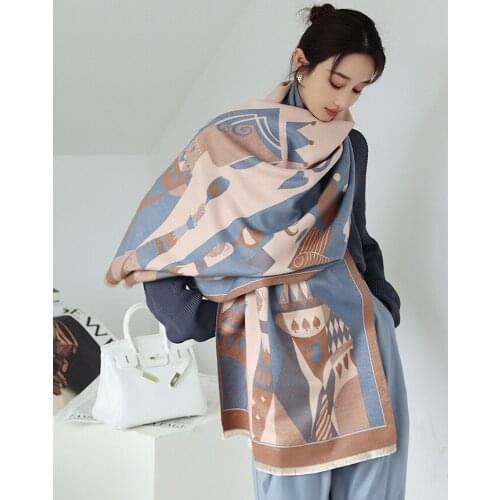 2021 New Luxury Brand Women Winter Scarf Warmer Shawl Ladies Plaid Blanket Knit Wrap Cashmere Poncho Capes Female Echarpe