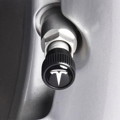 New 4PCS Car Badge Wheel Tire Valve Cap Tyre Dust For Tesla Model 3 2020 Styling Trim Auto Exterior Decoration Accessories Black