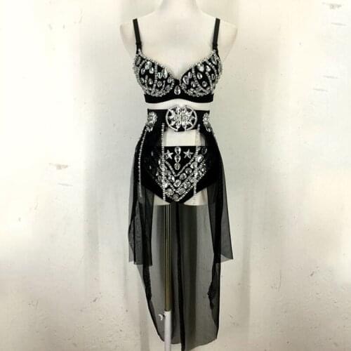 New Nightclub DJDS Stage Costumes Female Singer Rhinestone Dress Sexy Club Outfits Jazz/Pole Dance Clothing Rave Clothes DQL4242