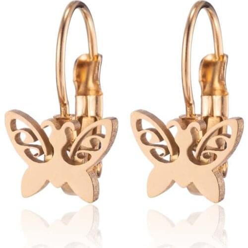 Gold-Color IP Plating 316 Stainless Steel 5292010 Animal Hoop Earrings No Fade Allergy Free Classical Brief Style
