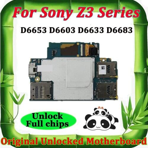 Unlocked Mother boards for Sony Ericsson Xperia Z3 D6653 D6603 D6633 D6683 Motherboard Android system logic board main board os