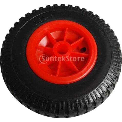 Puncture Proof Rubber Tyres on Red Wheel - Kayak Trolley/Trailer Wheel 19mm/22mm Bore Dia