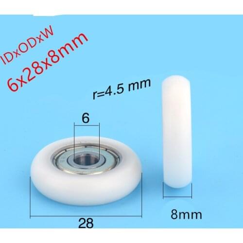 5pcs Furniture window sliding round pulley wheel 6x28x8mm drawer smooth wheel roller runner 652ZZ bearing white color