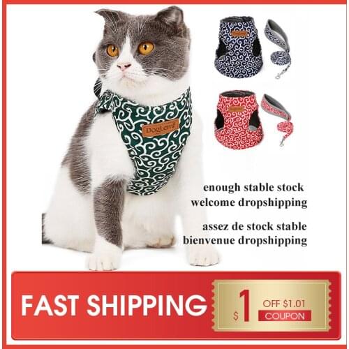 Japanese Style Cat Vest Harness Leash Set Breathable Mesh Vest Collar Cat Outdoor Walking Leash Kitten Accessories Pet Supplies