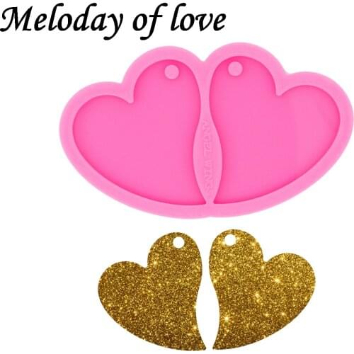 Shiny Heart shape Earrings and Necklace Silicone Mold Epoxy DIY Gem Resin Molds Jewelry Making Custom Mould DY0541