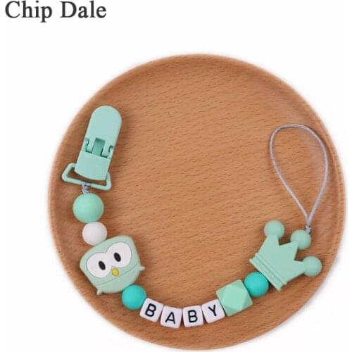 Chip Dale DIY Personalised Name Baby Silicone Pacifier Clips Chain Pacifier Holder For Baby Shower Gift Anti-lost Dummy Clip
