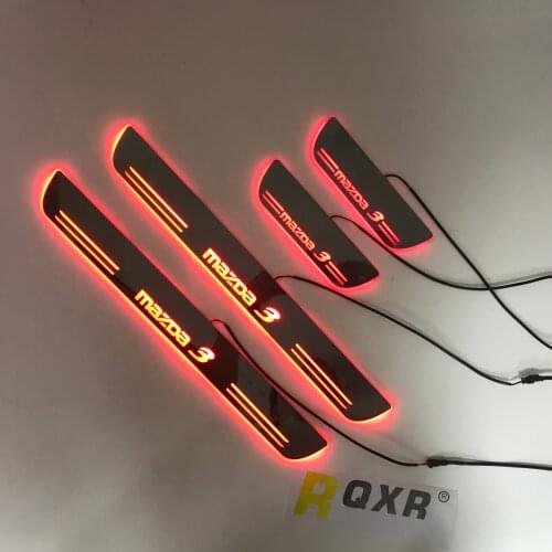 Eosuns Led Moving Scuff for Mazda 3 Dynamic Door Sill Plate Flat Lining Overlays Guards Flowing/Fixed Light
