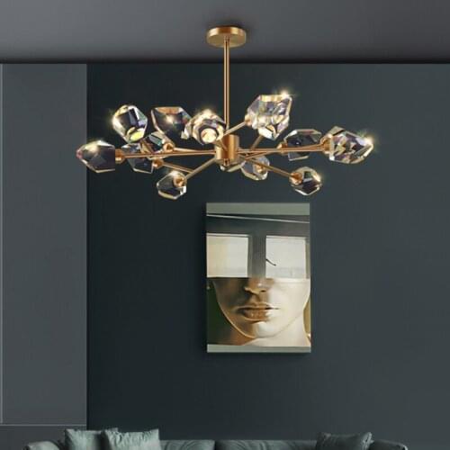 LED Postmodern Crystal Copper Designer Round Chandelier Lighting Lustre Suspension Luminaire Lampen For Dinning Room WF