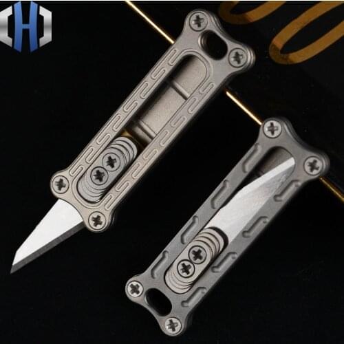 Titanium Mini Utility Knife EDC Portable Tool Paper Cutter Hangable Keychain Customizable