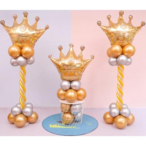 Large Golden Crown Aluminum Foil Balloons Wedding Birthday Party Decorations Silver Crown Baby Shower Helium Balls Accessories