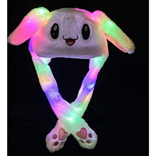 Funny Hat Women Men Kids Lighting Hat Cute Rabbit Ears Plush Ears Can Move Cap Children Shine Winter Warm Party Hat