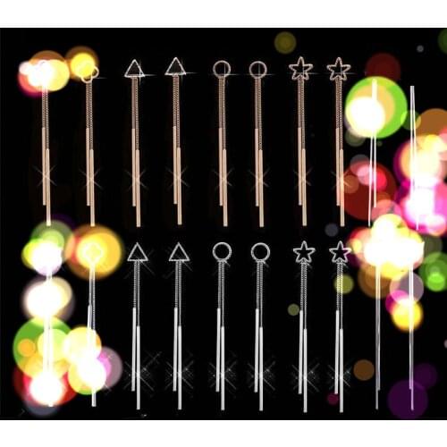 GRACE JUN Star Triangle Round Shape Clip on Earrings No Pierced for Women Party Wedding Charm Tassel Long Clip Earrings 2018 New