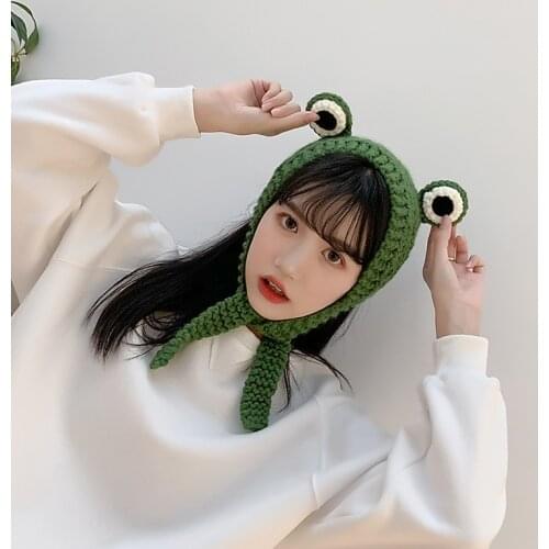 2020 High Quality Frog Hat Beanies Knitted Winter Hat Solid Hip-hop Skullies Knitted Hat Cap Gifts Warm Winter Lovely Christmas