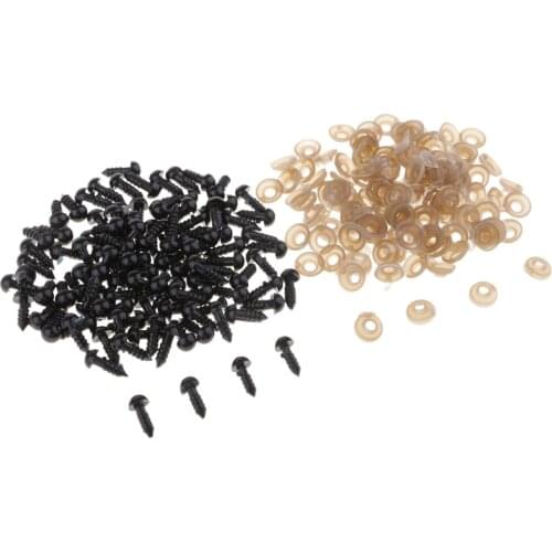 100Pcs DIY Doll Toy Eyes Black Plastic Safety Eyes Puppets Doll with Washers 7mm 9mm 11mm