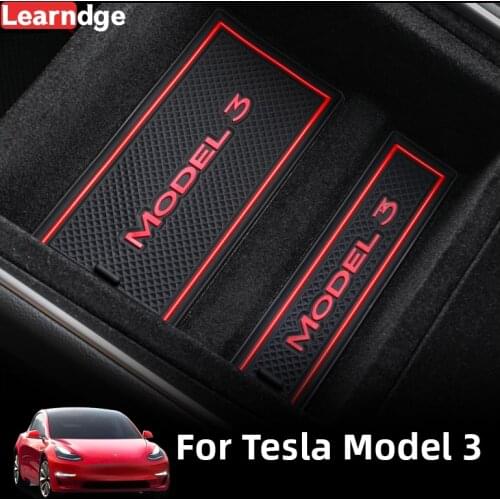 11 pcs For Tesla Model 3 Door Slot Pad Mat 3D Rubber Mat Interior Cup Cushion Groove Mat Lnterior Anti Slip Car Accessories
