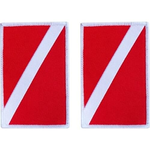 2pcs Dive Flag Patches Embroidered Sew On Souvenir For Scuba Divers